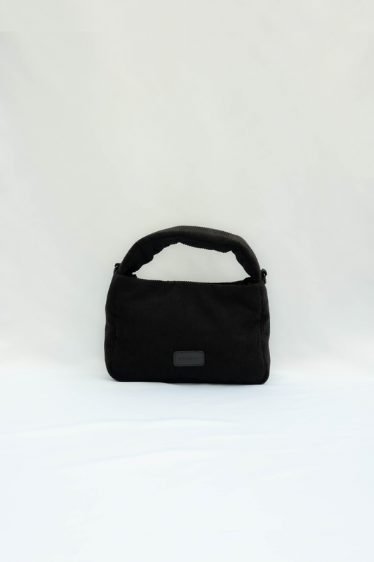 Corduroy Hand Shoulder bag Black(Leather - Black)