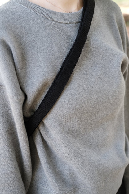 Corduroy Hand Shoulder bag Black(Leather - Black)